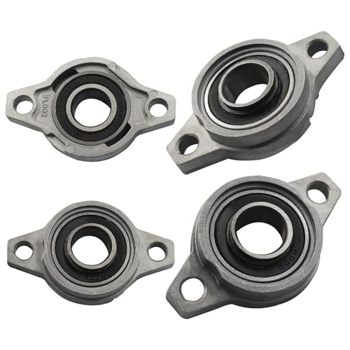 2Pcs Pillow Block Bearing, KFL002 15mm/0.59" Mounted Zinc Alloy Self Aligning Pillow Block Flange Bearing - style: 15mm/0.59"