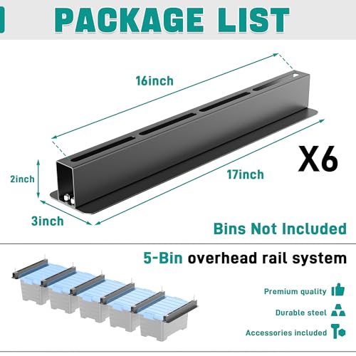 EVERHANGER Ceiling Storage Rack, Heavy Duty Overhead Storage Rack - style: For 5 Bins