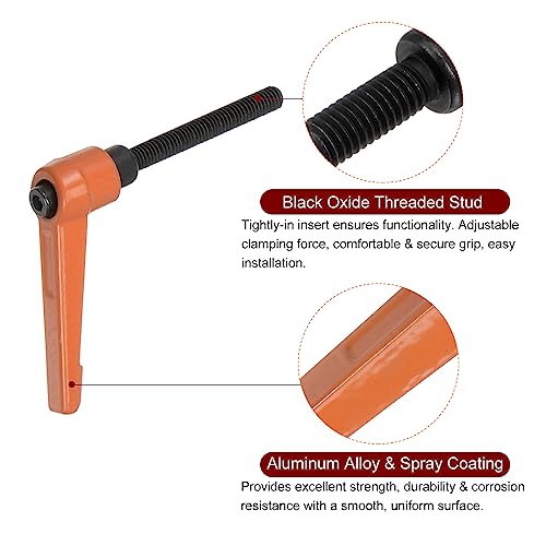 HARFINGTON 4pcs Adjustable Clamping Lever Handles M6 x 50mm Male Thread Bolt Knobs Rotating Screw Locking Quick Release Ratchet Push Button Handle, Orange - size: M6 x 50mm