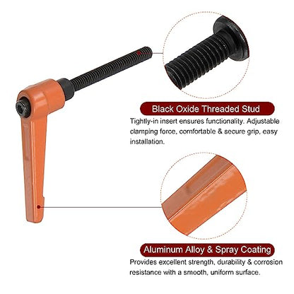 HARFINGTON 4pcs Adjustable Clamping Lever Handles M6 x 50mm Male Thread Bolt Knobs Rotating Screw Locking Quick Release Ratchet Push Button Handle, Orange - size: M6 x 50mm