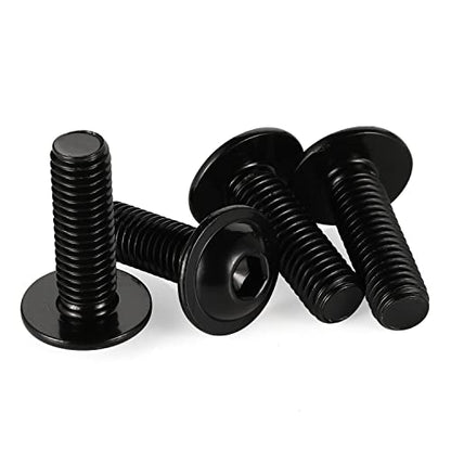 M6 x 20mm Flanged Button Head Socket Cap Screws, Black Oxide, Full Thread, Allen Socket Drive, 304 Stainless Steel, 25 PCS - color: Black, size: M6 x 20mm