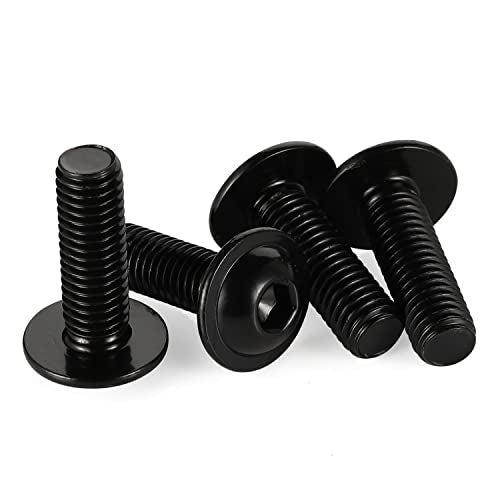 M6 x 35mm Flanged Button Head Socket Cap Screws, Black Oxide, Full Thread, Allen Socket Drive, 304 Stainless Steel, 25 PCS - color: Black, size: M6 x 35mm