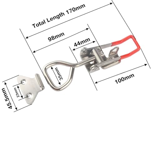 4003 Toggle Latch Clamp, 304 Stainless Steel Adjustable Toggle Latches With Lock Hole, 1320Lbs Holding Capacity Heavy Duty Toggle Clamp For Locking Freezer Door, Storage Boxes, 2Pcs