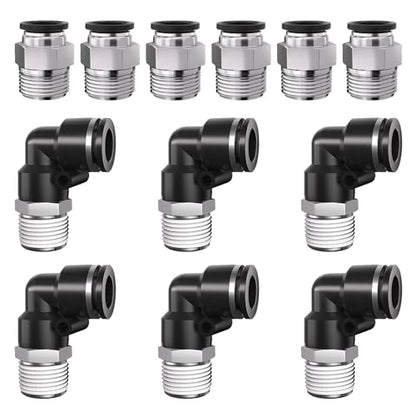 1/2 Push to Connect Fittings npt Thread to 1/2 Air Line quick - size: 1/2"OD x 1/2"NPT