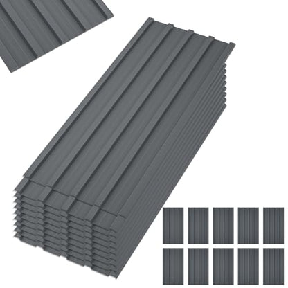 Metal Roof Panels 10 Pcs Roofing Panels Galvanized Steel with Screw Resistant,Versatile and Durable Suitable for Garages,Sheds, Stables and Mobile Homes Gray - color: Gray, size: 10 pcs/L42.52"