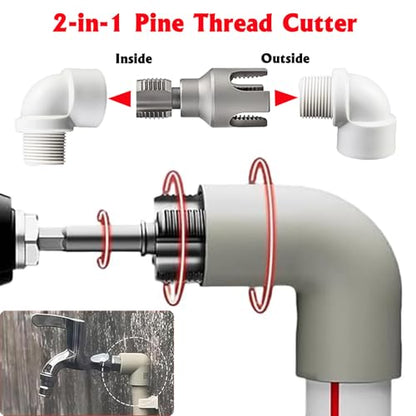 PVC Pipe Threader Kit, 3 Piece Set, 1/2", 3/4", 1" NPT, Internal and External Threading, Compatible with Electric Drill for PVC, PPR, MPP Pipes (1/2in+3/4in) - color: 1/2in+3/4in