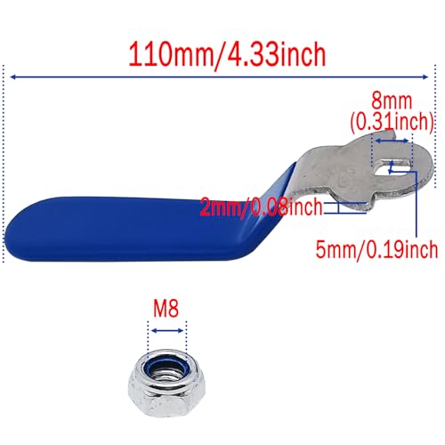 1 Piece Hole Size 5x8mm 201 Stainless Steel Ball Valve Handle with Blue Plastic Handle Grip & Nut for Ball Valve,180 Degree No Positioning Round Head - size: 5x8mm,180 Degree