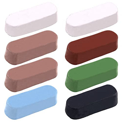 Swpeet 8-Pc Polishing Compound Kit, Including White Diamond, Red Rouge, Black Emery, Brown Tripoli, All Purpose Blue & Green Compounds for Buffing Polishing
