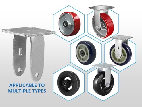 5" X 2" Heavy Duty Rigid Caster Yoke, Zinc Plated Steel Frame and 4" X 4-1/2", Replacement Caster Fork (20 pcs) - style: 20 pcs