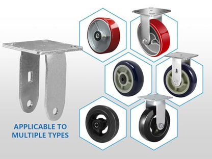 5" X 2" Heavy Duty Rigid Caster Yoke, Zinc Plated Steel Frame and 4" X 4-1/2", Replacement Caster Fork (4 pcs) - style: 4 pcs