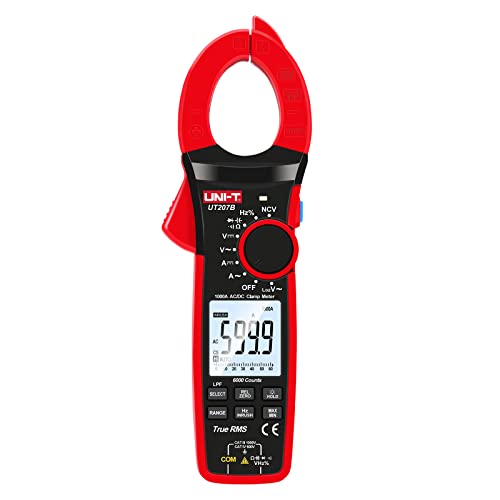 UNI-T Digital Clamp Meter UT207B Inrush Current AC/DC 1000A True RMS HVAC Volt Amp Ohm Meter Clamp On Multimeter Auto Ranging 6000 Counts, Frequency AC DC Voltage LPF ACV Capacitance Duty Cycle Tester - size: UT207B