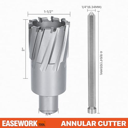 EASEWORK TOOL Carbide-Tipped Annular Cutter, 1-1/2" Diameter 2" Depth - size: 1-1/2"×2"