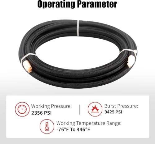 6AN PTFE E85 Fuel Line Hose 10FT With 4PCS Hose Separator Clamp - color: 10FT+Clamp, size: AN6