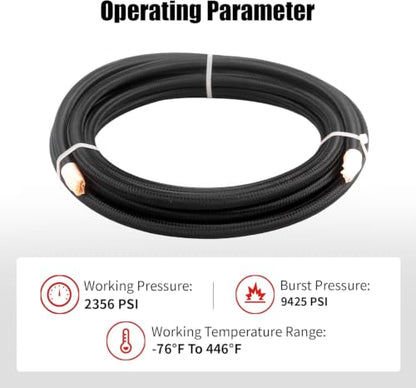 6AN PTFE E85 Fuel Line Hose 10FT With 4PCS Hose Separator Clamp - color: 10FT+Clamp, size: AN6