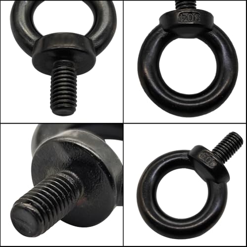 M6 Lifting Eye Bolts, Black Bolts 304 Stainless Steel (10 Pack) - size: M6