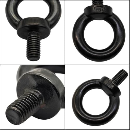 M6 Lifting Eye Bolts, Black Bolts 304 Stainless Steel (10 Pack) - size: M6