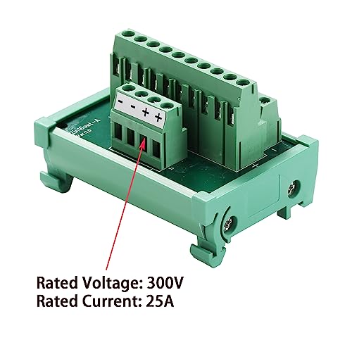 2 in 10 Out 25A DIN Rail Terminal Blocks Distribution Breakout - style: 2 IN 10 OUT