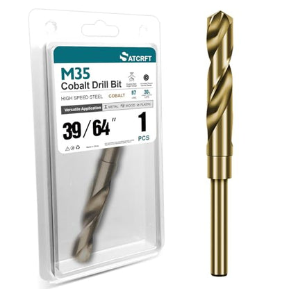39/64 Inch Cobalt Drill Bit, M35 HSS Twist Drill Bit, 135° Split Point - size: 39/64 Inch