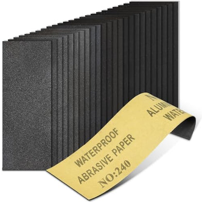 20PCS Sand Paper 240 Grit Sandpaper Sheets, 9 x 3.6 Inch Wet Dry Sandpaper Sheets, Sand Paper for Metal, Wood Furniture, Automotive and Crafts - color: I-240 Grit 20pcs