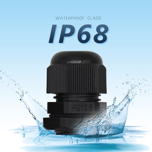 MAKERELE PG13.5 Nylon Cable Gland, IP68 Waterproof, 6.8-12mm, 100 PC, Black - size: PG13.5/100PCS/BAG