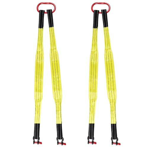 2 PCS Heavy Duty Lifting Slings Straps with D Ring Shackle