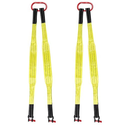 2 PCS Heavy Duty Lifting Slings Straps with D Ring Shackle