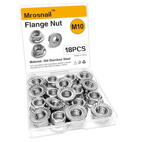 18PCS M10 Serrated Flange Nuts, 304 Stainless Steel Hex Nuts - size: M10-18PCS