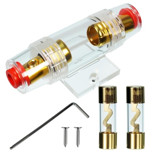 1Pcs 4-8 Gauge AWG in-line 20A AGU Fuse Holder with 20 Amp AGU Fuses for Car Audio, Alarm, Amplifier, Compressors, Waterproof Inline Fuse Holder (20A)