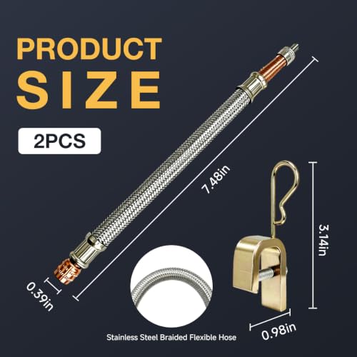 2 PCS 7" Metal Valve Stem Extenders, Flexible Stainless Steel Car Tire Valve Extension Kit with Clamps, Universal Braided Tire Stem Extender for Cars Trucks Trailers RVs - color: 7"