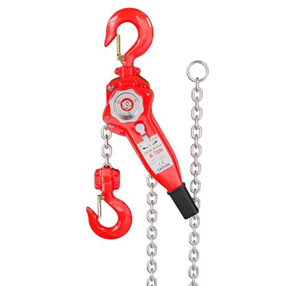 Manual Lever Chain Hoist 6 TON 13200 LBS Capacity 20FT Lift 2 Heavy Duty Hooks Commercial Grade Steel for Lifting Pulling Construction Building Garages Warehouse Automotive Machinery - size: 6T 20FT