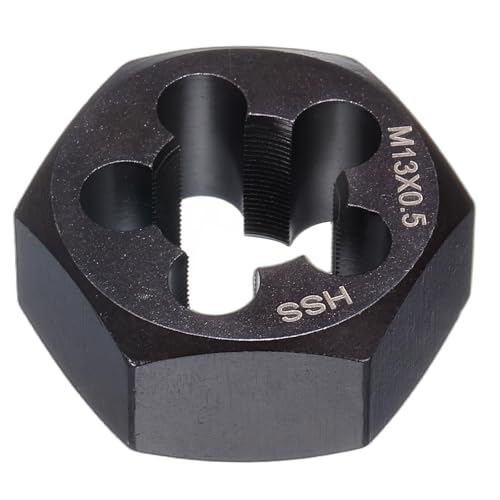 HARFINGTON Hex Threading Die M13 x 0.5 Metric Thread Right Hand High Speed Steel Rethreading Fixed Die Screw Cutting Tapping Repair Tool - size: M13 x 0.5