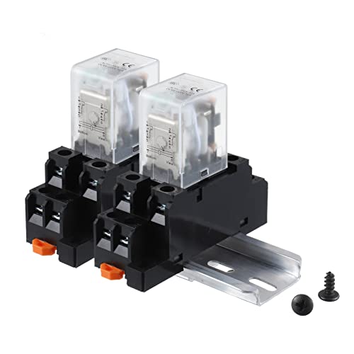 DC 12V Electromagnetic Power Relay JQX-13FL 62PL Coil 8 Pin 10A DPDT LED Indicator with Plug-in Terminal Socket and DIN Slotted Aluminum Rail - size: 8Pin-10A-DC12V
