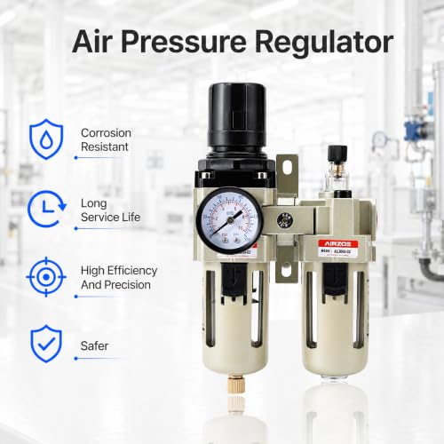AIRZOE 1/4" NPT Air Filter Regulator Lubricator Combo AC3010-02 - color: Semi-auto Drain / Black, size: 1/4"NPT