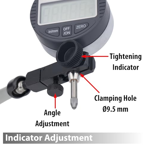 Clockwise Tools Digital Indicator with Magnetic Base Holder Stand, DIBR-0055 0-0.5 Inch/12.7mm, Inch/Metric Conversion, Auto Off - style: DIGR0055; 0-0.5"/12.7mm with Magnetic Base
