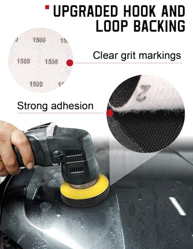 268-Pack 3 Inch Sanding Discs Drill Sanding Attachment, 80-5000 Grit Wet Dry Hook and Loop Sandpaper, Soft Foam Buffering Pad with 1/4" Shank Backing Plate for Car Wood Resin Metal - size: 3 Inch