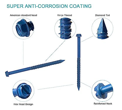 1/4 x 3-3/4" Hex Head Concrete Screw Anchor, for Anchoring to Masonry, Block or Brick (100Pcs) - size: 1/4 x 3-3/4", style: Hex Head