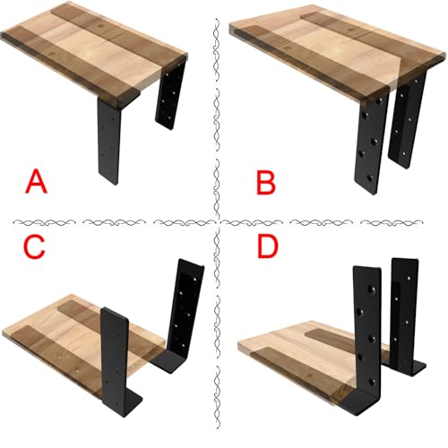 Heavy Duty Shelf Brackets - 1000 LBS Load Capacity, Industrial Steel Mounting Brackets for Shelves, Vanities, Countertops, Desks (2, Black, 14 inch)