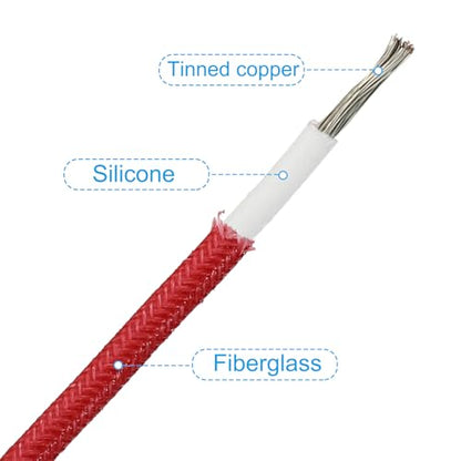 PATIKIL 9.8Ft 15AWG Electronic Wire, -30 to 200 Degrees Celsius Insulated High Temperature Resistant Electrical Flexible Silicone Cable for Lamp Boiler Heater, Red - color: Red, size: 15AWG