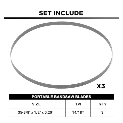 35-3/8 Inch Bandsaw Blade 14/18 TPI for Milwauk* and D*Walt Portable Band Saw Blade，35-3/8" x 1/2" x .020" 14/18 TPI, 3-Pack - size: 35-3/8 Inch(10/14)
