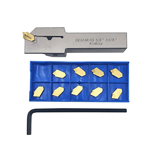 5/8in Lathe Parting Tool Holder with GTN- SP300 Grooving Inserts for Steel - color: 5/8" ZQ1616R03 Holder + SP300