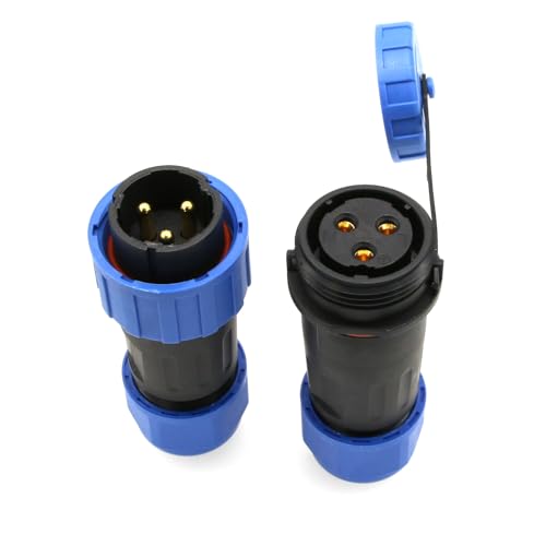 TY20 3 Pin Solder-Free Waterproof 25A 380V Connector, Male Female Wire Plug Socket Quick-Disconnect for Truck Camp Van Power Outdoor Device - color: In-line Mount, size: 3 Pin 25A