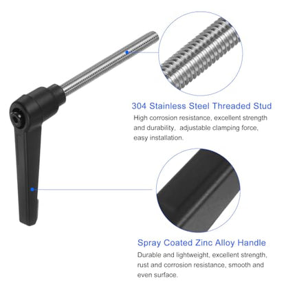 uxcell 4pcs Clamping Lever Handles, M6 x 70mm 304 Stainless Steel Threaded Male Stud, Adjustable Handles Locking Quick Release Ratchet Push Button Bolt Knobs, Black - size: M6 x 70mm