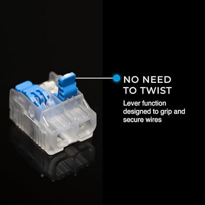 Ideal Electrical in-Sure Lever Wire Connector,12 AWG, 2-Port(30-10L22), Box of 150—Compact Releasable Connectors for Solid and Stranded Wires - size: Box of 150, style: 2 Port / 12-24 AWG