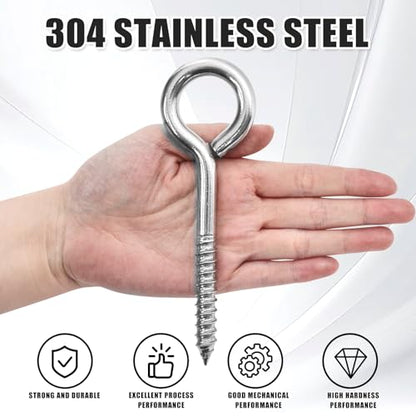 10PCS 6 inches Screw Eyes M10 304 Stainless Steel Eye Screws, Heavy Duty Screw, Eye Hooks Screw Eye Bolts Eye Hooks Screw, Indoor & Outdoor Uses (10, M10-6inch) - size: M10-6inch