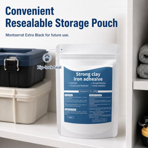 Strong Clay Iron Adhesive, High-Strength Multi-Purpose Repair Clay, High-Strength Multi-Purpose Repair Putty, All Purpose Pool Clays for Bonding Plastic Metal Ceramic Wood Tile Glass (2 PCS) - color: Gray
