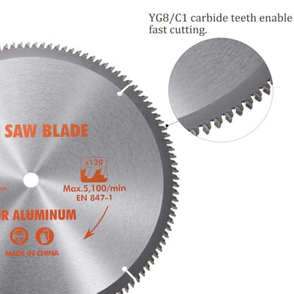 Circular Saw Blade - [12-inch x 120 Teeth x 5/8-inch Arbor] Circular Cutting Blade with 5/8" to 3/8" Washer Adapter for Woodworking Plastic Use, 0.118-inch Kerf - size: 12-inch x 120T