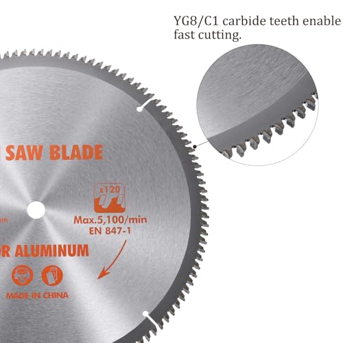 Circular Saw Blade - [12-inch x 120 Teeth x 5/8-inch Arbor] Circular Cutting Blade with 5/8" to 3/8" Washer Adapter for Woodworking Plastic Use, 0.118-inch Kerf - size: 12-inch x 120T