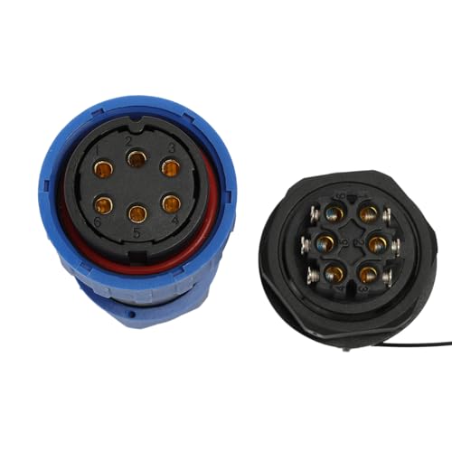 TY28 6 Pin 25A Waterproof Connector Female Male 12awg Wire Plug Socket Screw-Crimp Quick-Disconnect for Power Device Automotive - color: Panel Mount, size: 6 Pin 25A