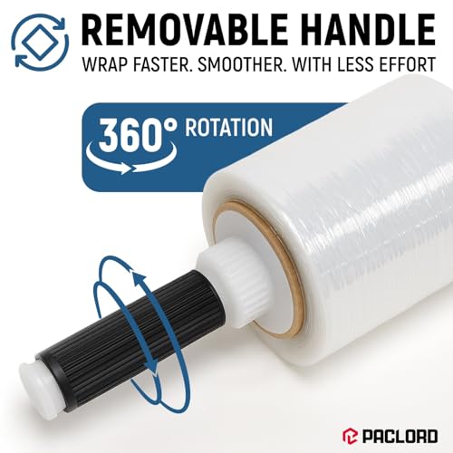 5” x 1000’ Stretch Wrap Mini 8 Rolls with Handle – Clear Plastic Stretch Film 80 Gauge, 500% Elongation, Heavy Duty Shrink Wrap for Moving, Packing & Shipping - style: Pack of 8