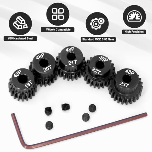 OGRC 48DP 19T 20T 21T 22T 23T Pinion Gear 3.175(1/8-Inch) Pinion Motor Gear - size: 19T 20T 21T 22T 23T